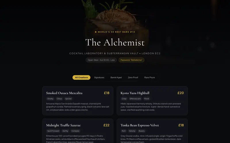 Bar Menu